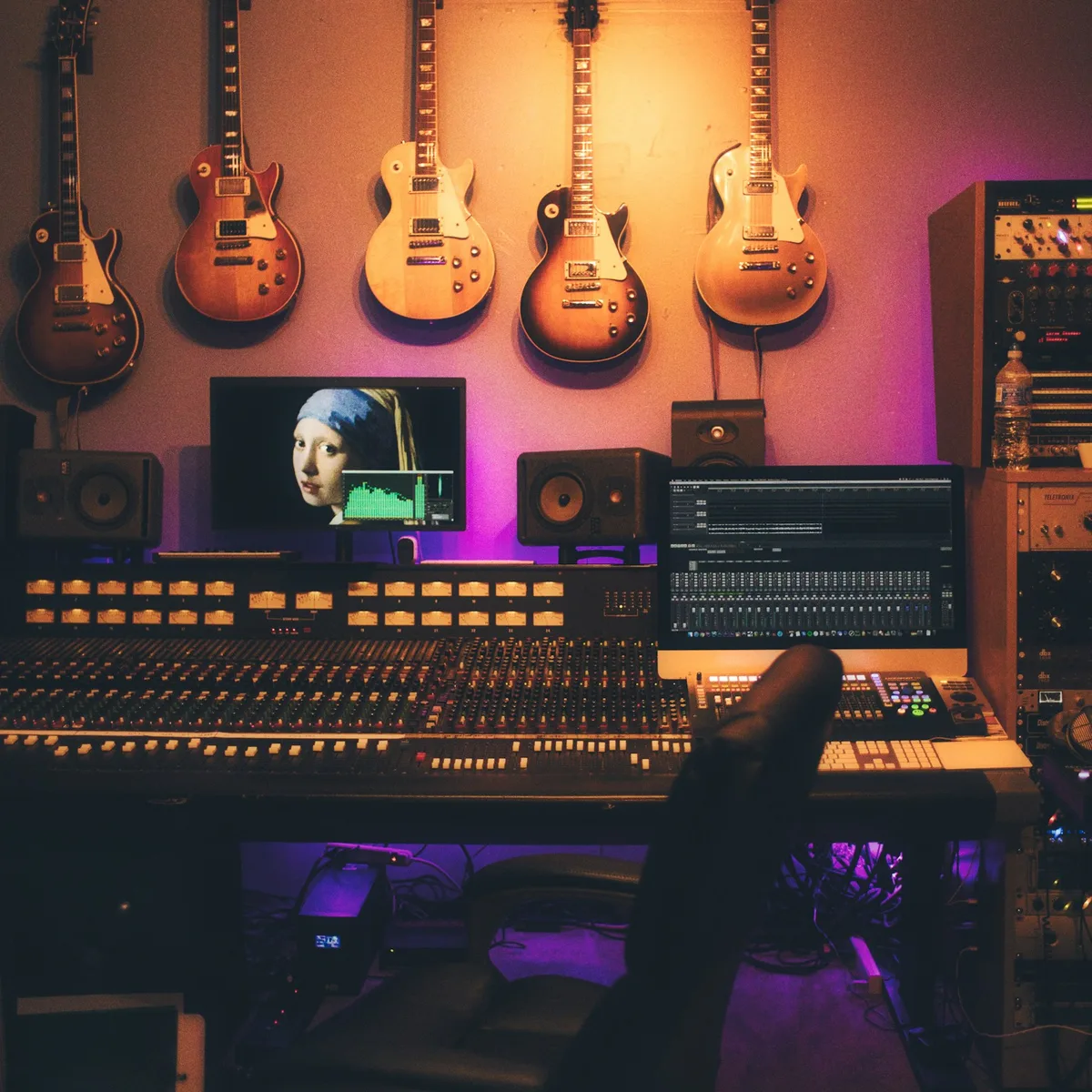 Music studio with premium, vintage and analog gear