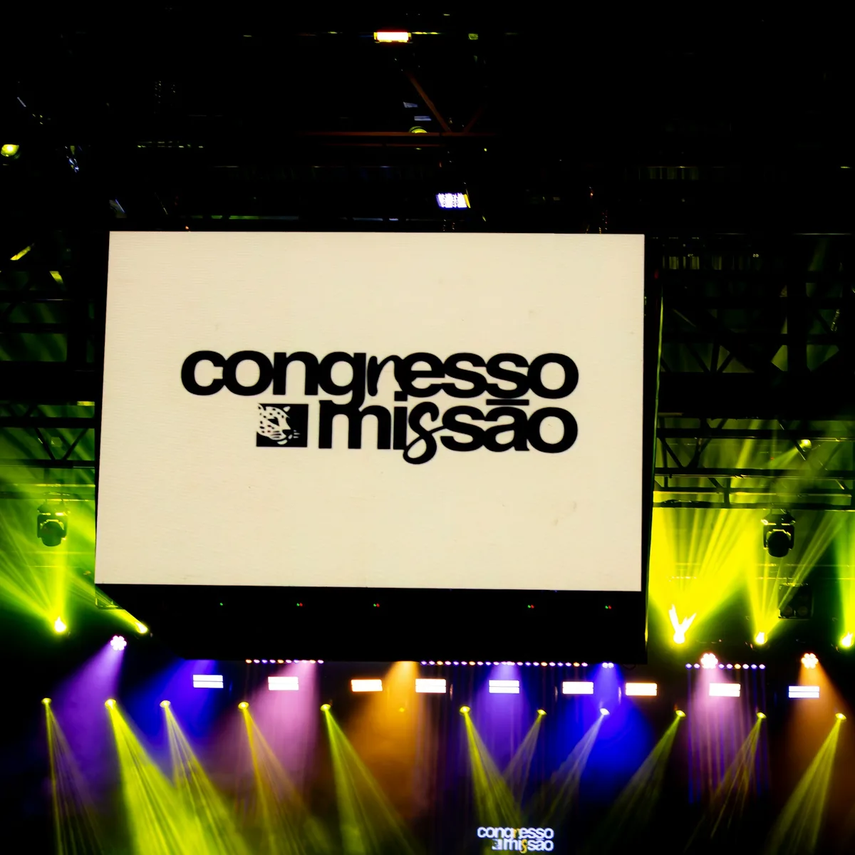Congresso Missão main stage and LED screen during Partido Missão's presidential campaign launch in São Paulo, Brazil, August 2026.