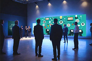 LED video wall in use at a corporate event showcasing high-quality visuals